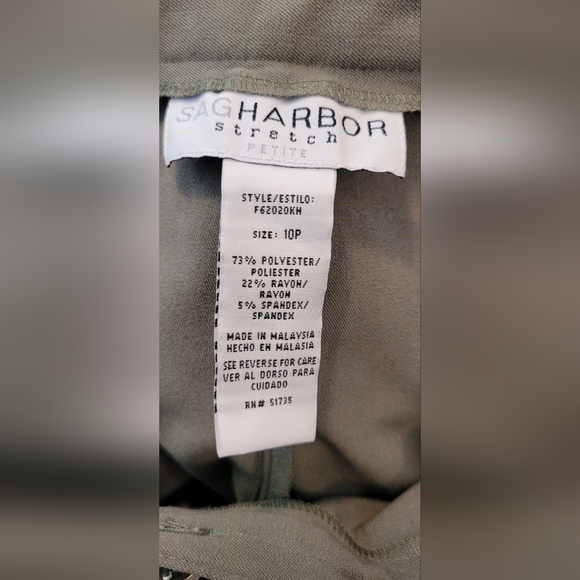 NWT $36 Women's Bayleaf Green Sag Harbor Petite Stretch Pants Size 10P New Tags! - Picture 6 of 10